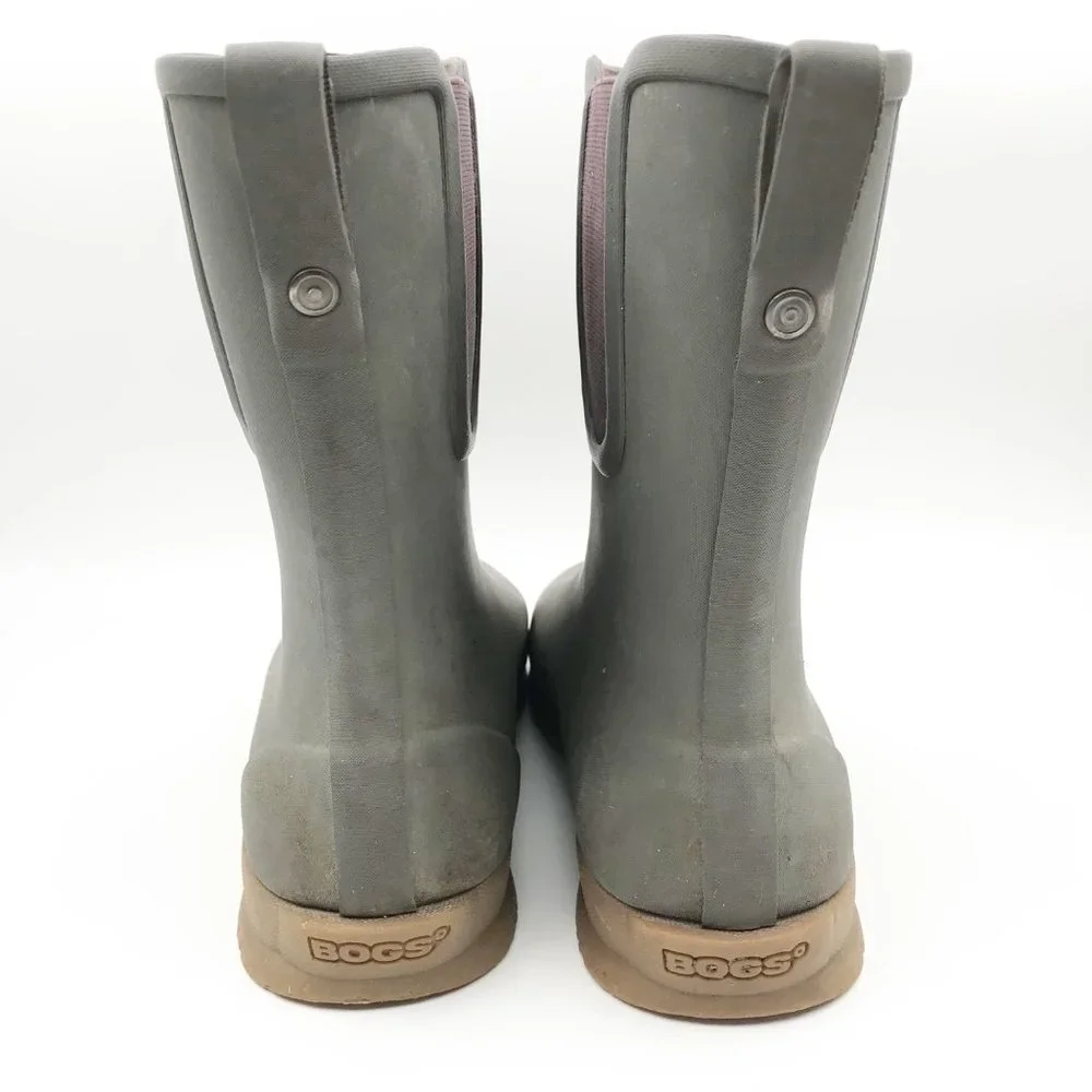 BOGS Mid Calf Gray Rubber Rain Boots Womens 7